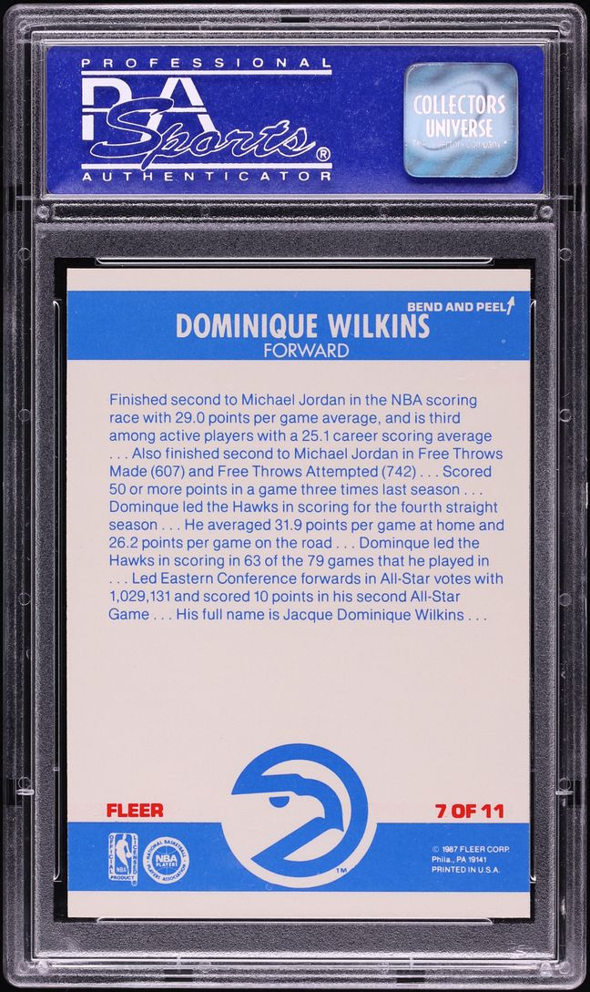 1987 Fleer Sticker Dominique Wilkins #7 PSA 9 MINT