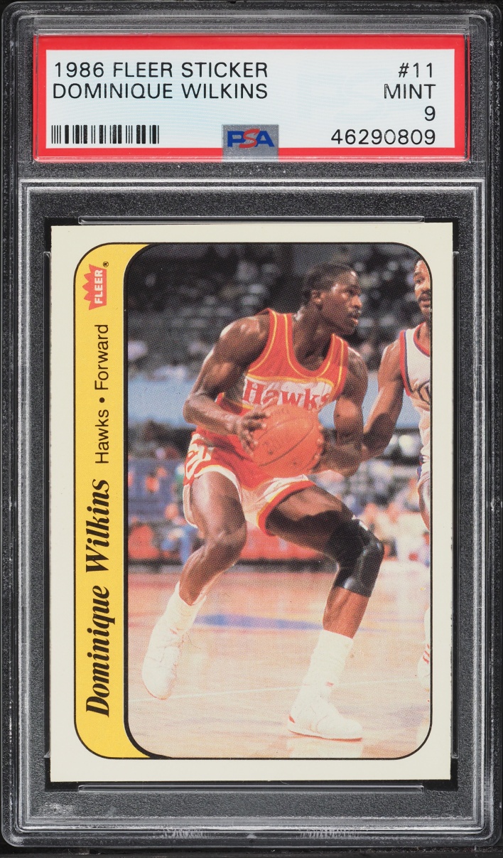 1986 Fleer Sticker Dominique Wilkins ROOKIE #11 PSA 9 MINT