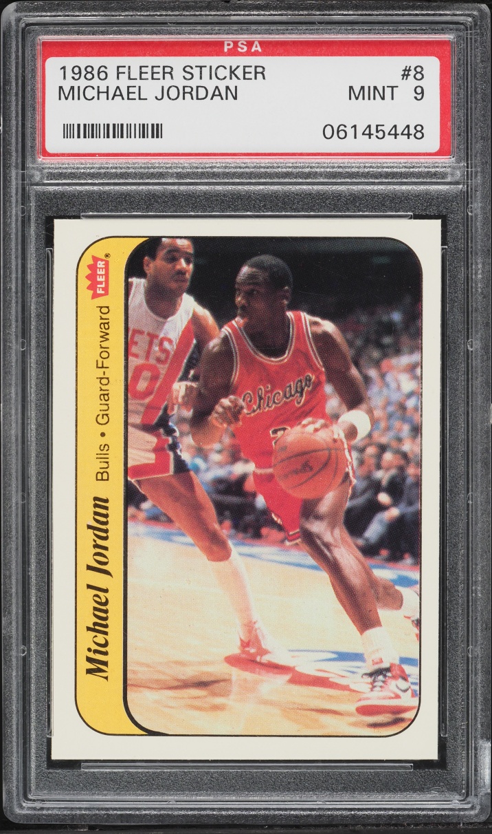 1986 Fleer Sticker Michael Jordan ROOKIE #8 PSA 9 MINT