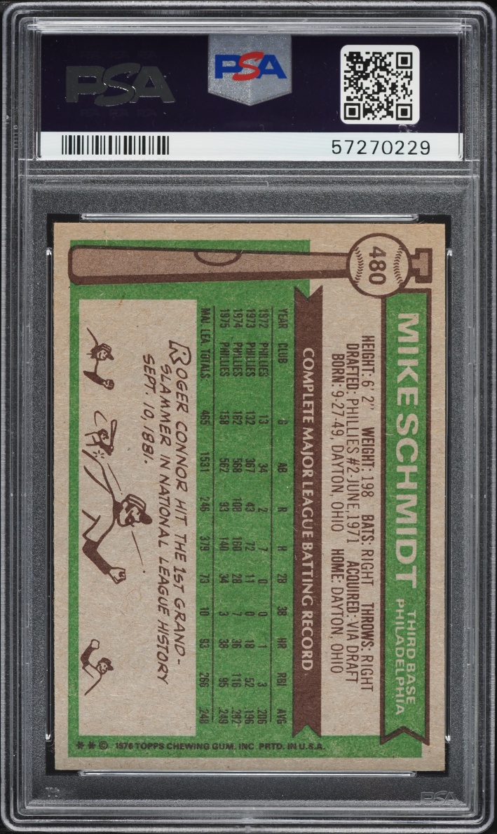 1976 Topps Mike Schmidt #480 PSA 8 NM-MT