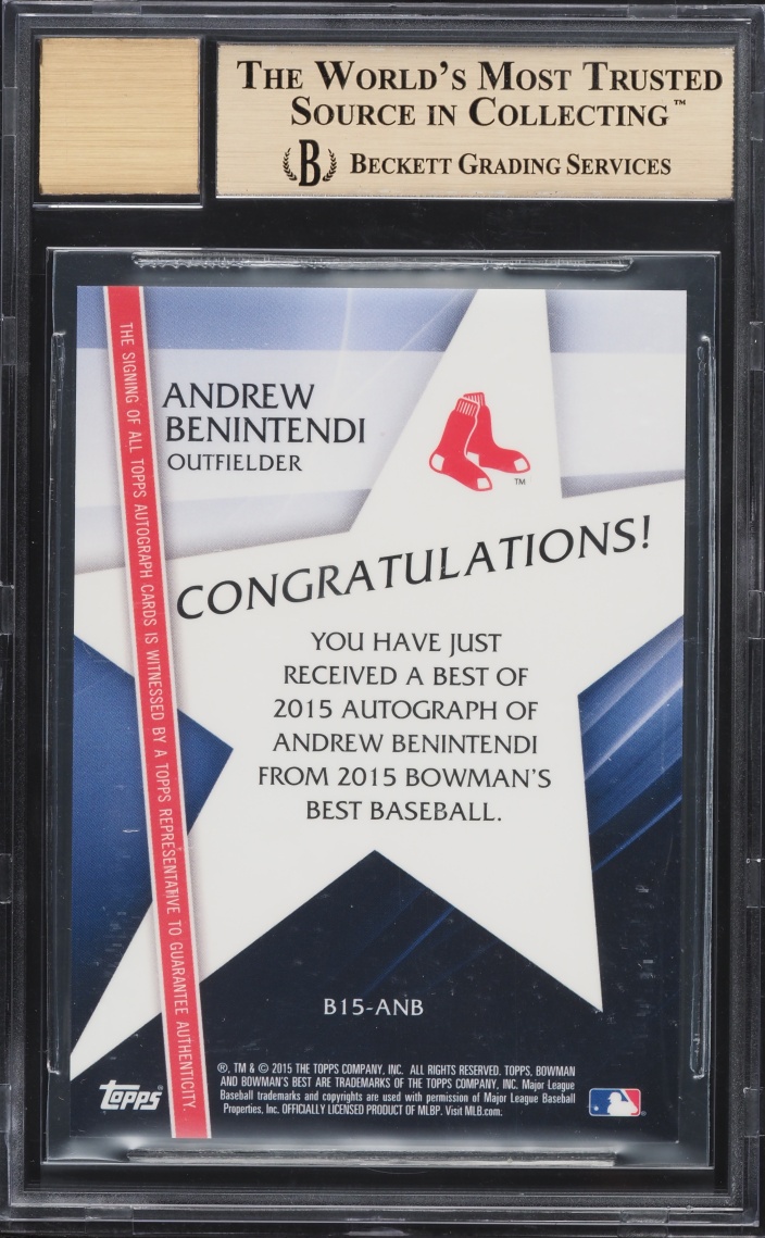 2015 Bowman's Best Of '15 Refractor Andrew Benintendi ROOKIE AUTO BGS 9.5 GEM MINT