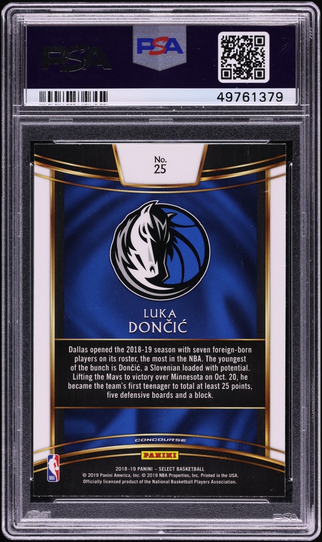 2018 Select Concourse Luka Doncic ROOKIE #25 PSA 9 MINT