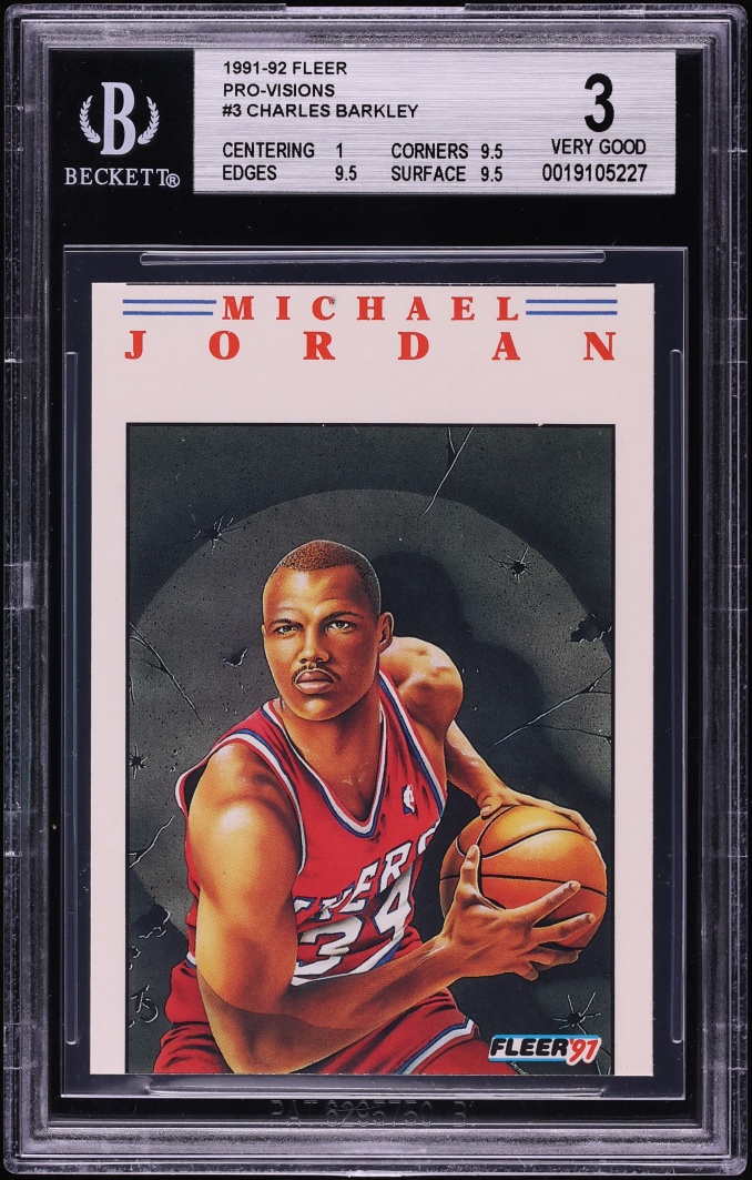 1991 Fleer Pro-Visions Error Charles Barkley #3 BGS 3 VG