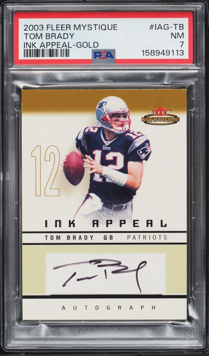 2003 Fleer Mystique Ink Appeal Gold Tom Brady AUTO /12 #IAG-TB PSA 7 NRMT
