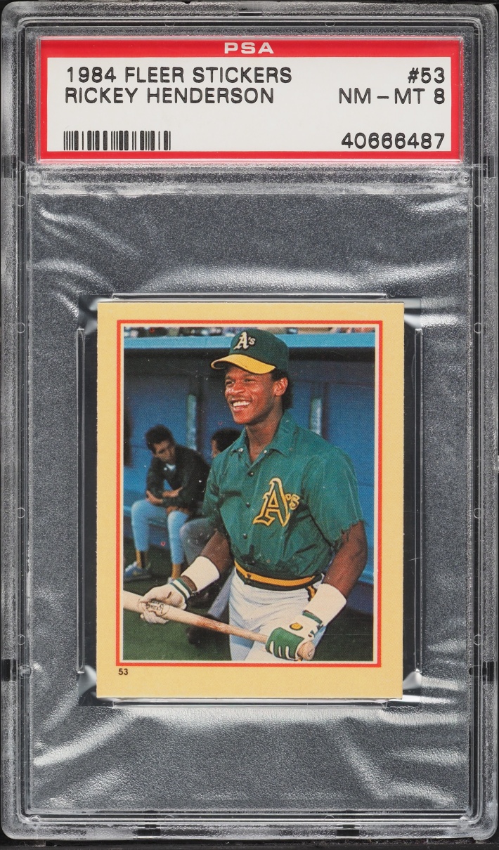 1984 Fleer Stickers Rickey Henderson #53 PSA 8 NM-MT