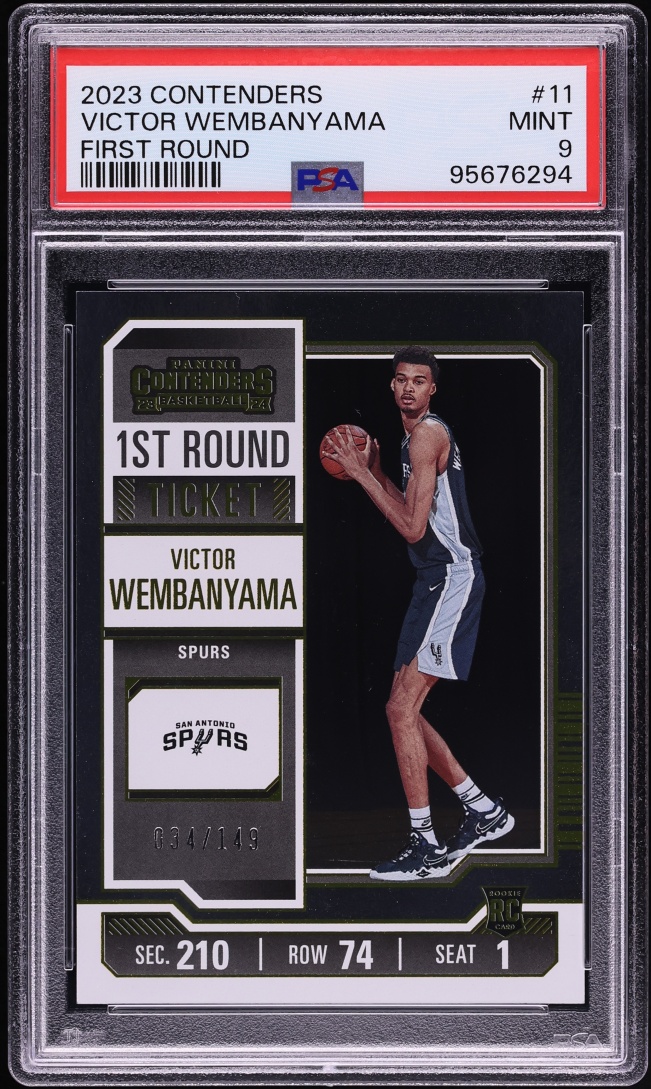 2023 Panini Contenders First Round Ticket Victor Wembanyama ROOKIE /149 #11 PSA 9 MINT