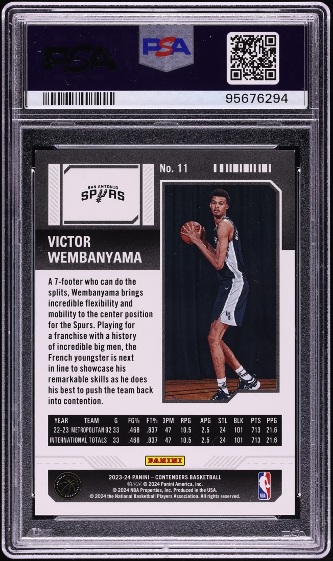 2023 Panini Contenders First Round Ticket Victor Wembanyama ROOKIE /149 #11 PSA 9 MINT