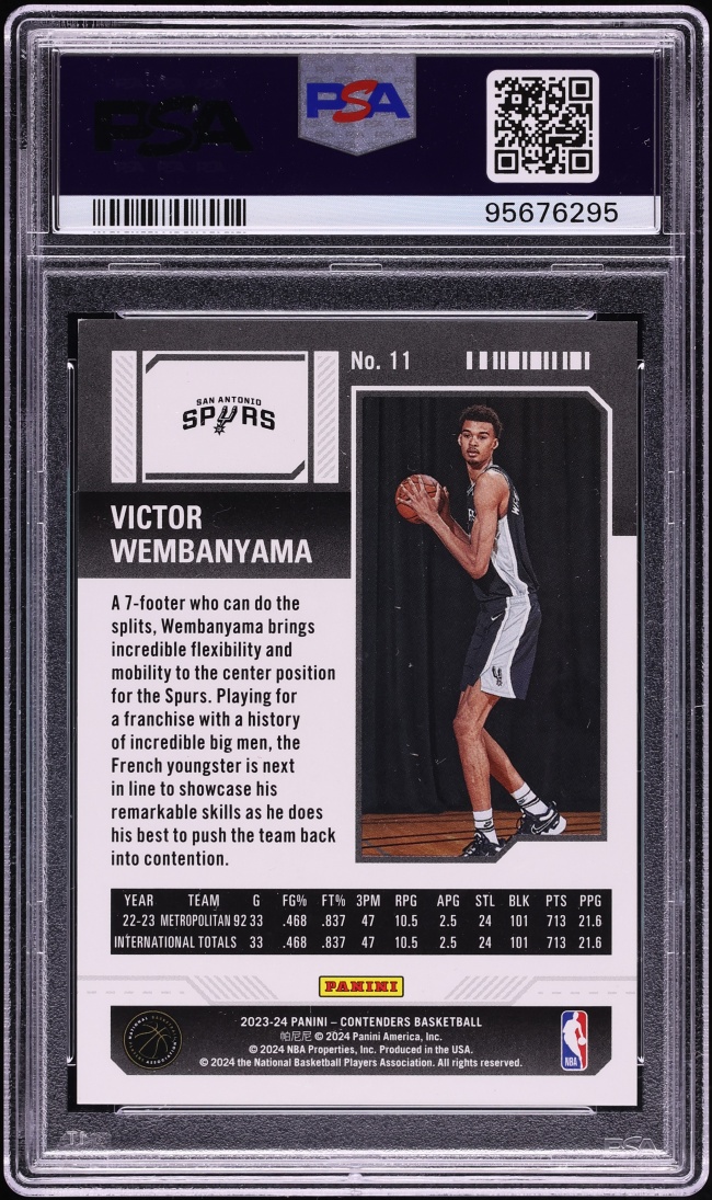 2023 Panini Contenders Playoff Ticket Victor Wembanyama ROOKIE /249 #11 PSA 9 MINT