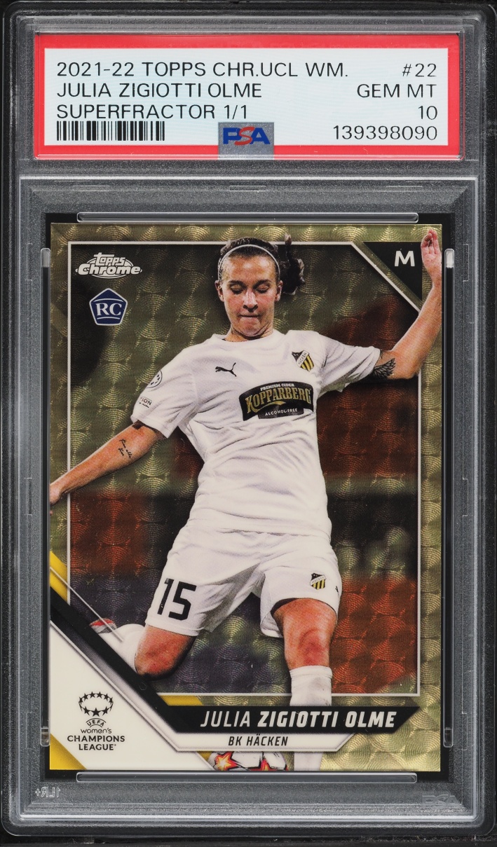 2021 Topps Chrome UEFA Women's Champions League Superfractor Julia Zigiotti Olme RC 1/1 PSA 10
