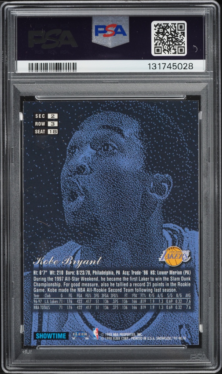 1997 Flair Showcase Row 3 Kobe Bryant #18 PSA 8 NM-MT