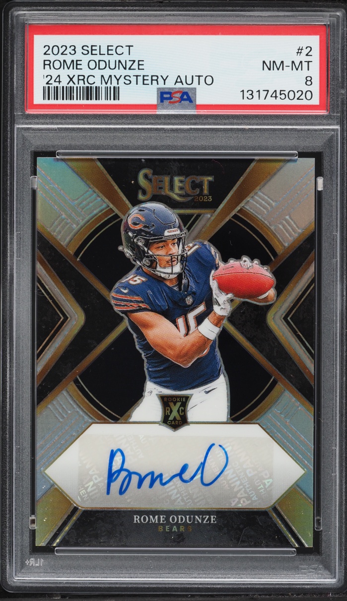2023 Select '24 XRC Mystery Prizm Redemption Rome Odunze ROOKIE AUTO /99 #2 PSA 8 NM-MT
