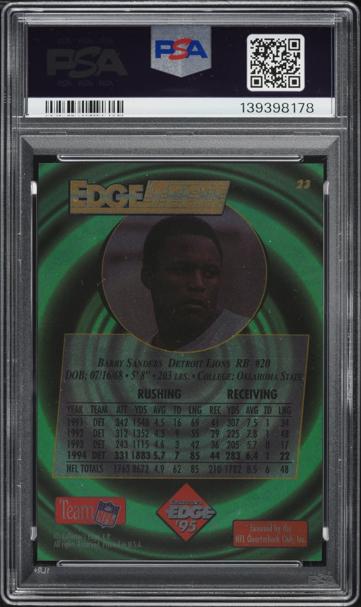 1995 Collector's Edge Edgetech Barry Sanders #23 PSA 10 GEM MINT