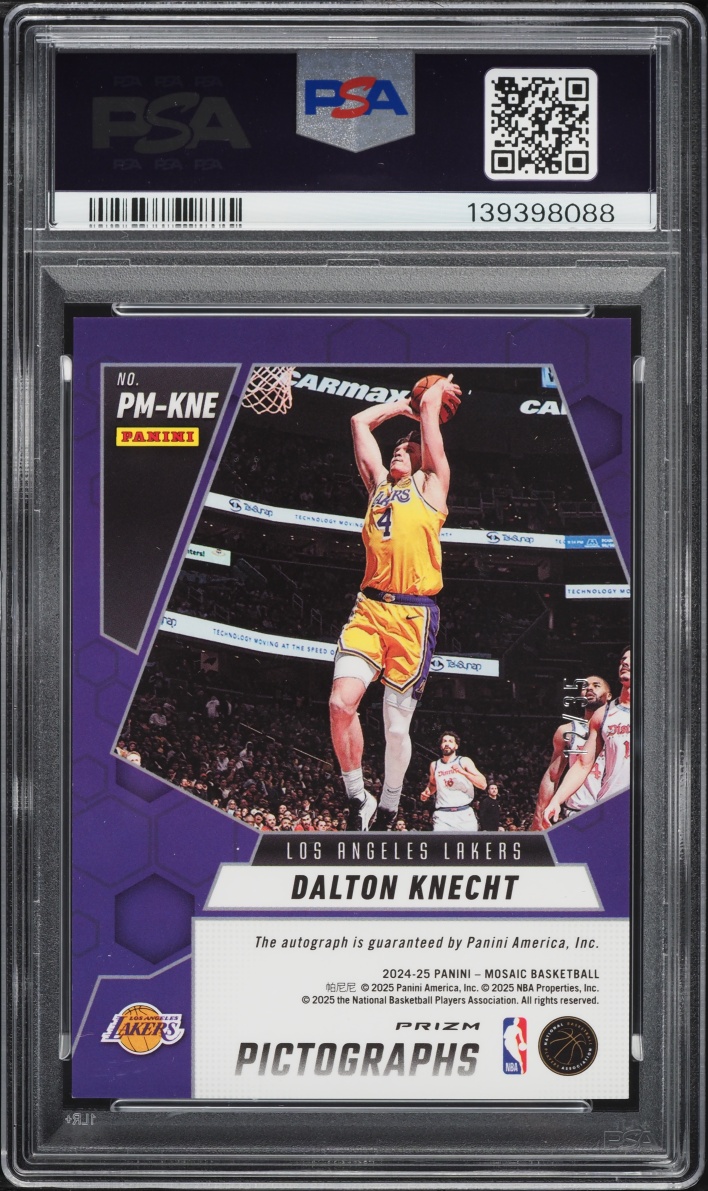 2024 Panini Mosaic Pictographs Blue Prizm Dalton Knecht ROOKIE AUTO /35 #PM-KNE PSA 10 GEM MINT
