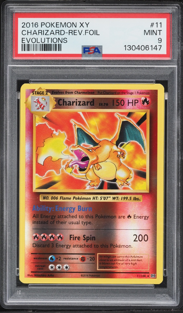 2016 Pokemon XY Evolutions Reverse Holo Charizard #11 PSA 9 MINT