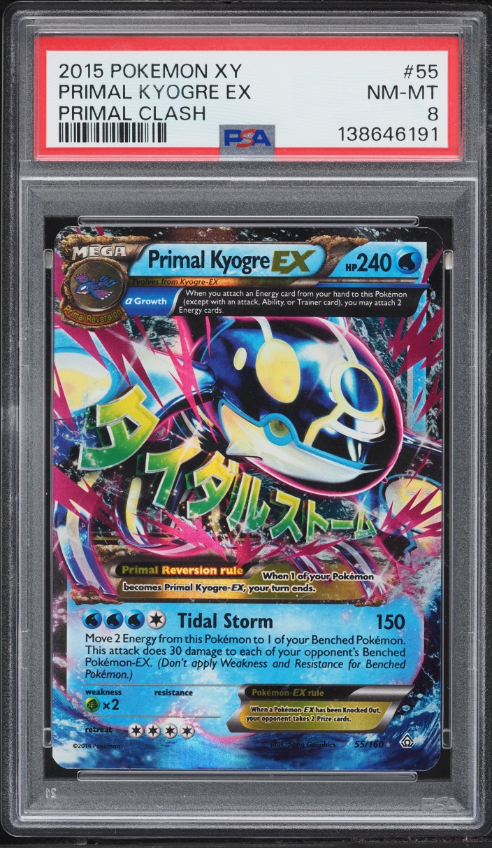 2015 Pokemon XY Primal Clash Holo Primal Kyogre EX #55 PSA 8 NM-MT