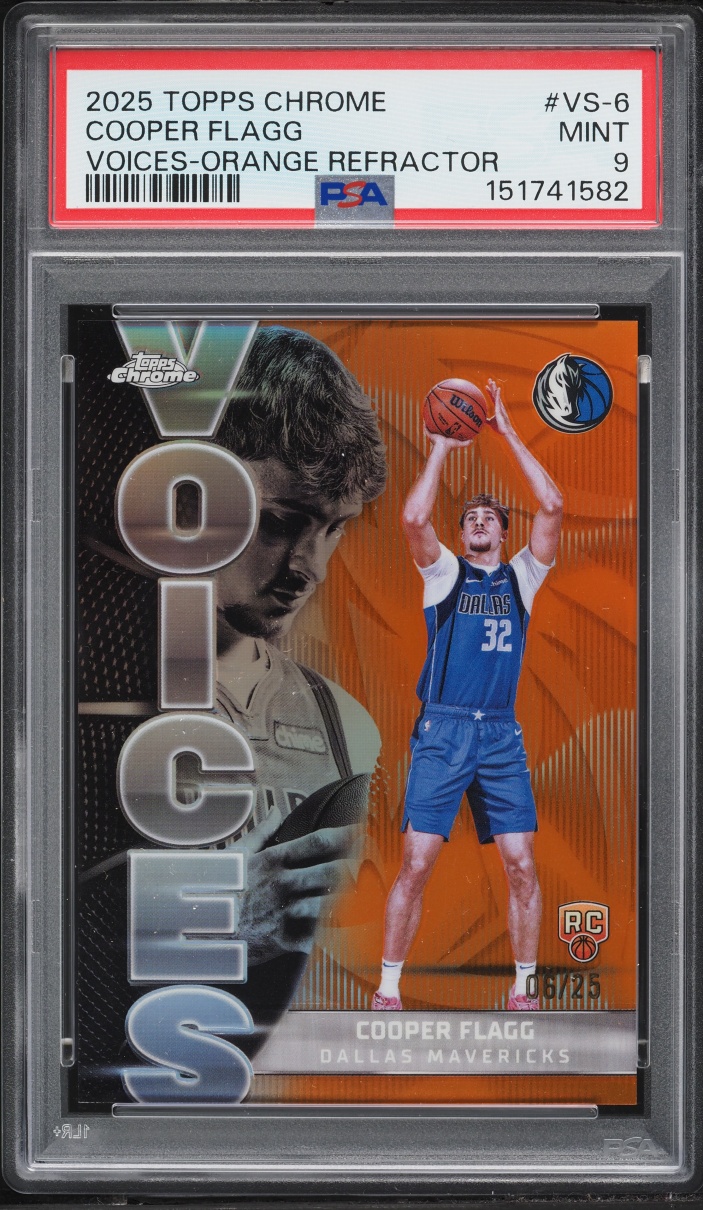 2025 Topps Chrome Voices Orange Refractor Cooper Flagg ROOKIE /25 #VS-6 PSA 9 MINT