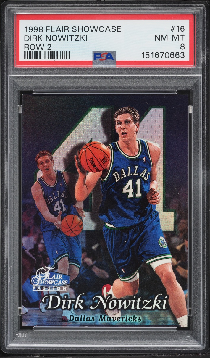 1998 Flair Showcase Row 2 Dirk Nowitzki ROOKIE #16 PSA 8 NM-MT