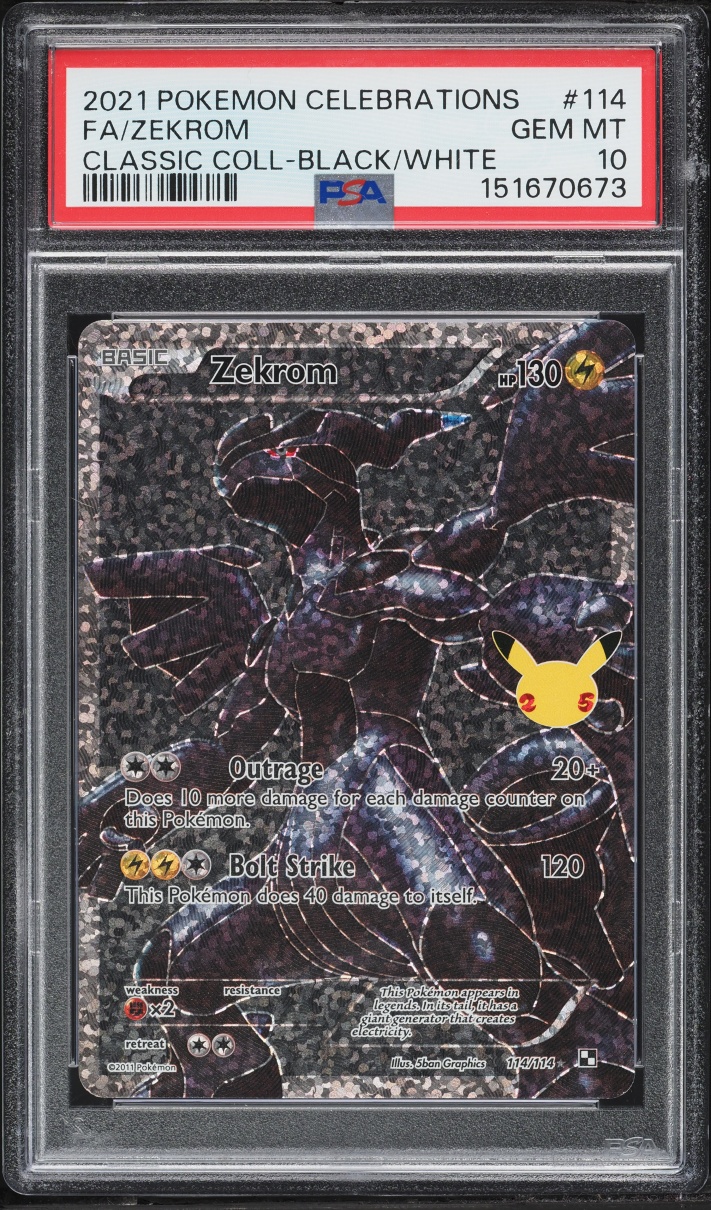 2021 Pokemon Sword & Shield Celebrations BWR Zekrom #114 PSA 10 GEM MINT