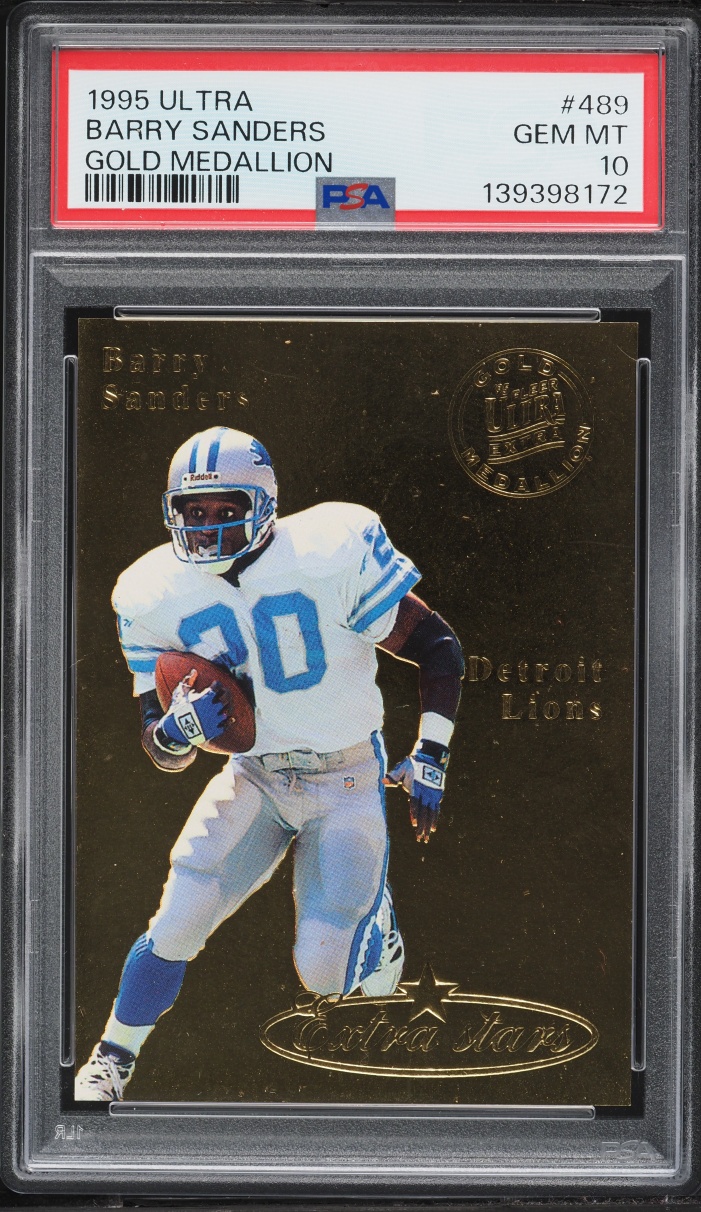 1995 Ultra Gold Medallion Barry Sanders #489 PSA 10 GEM MINT
