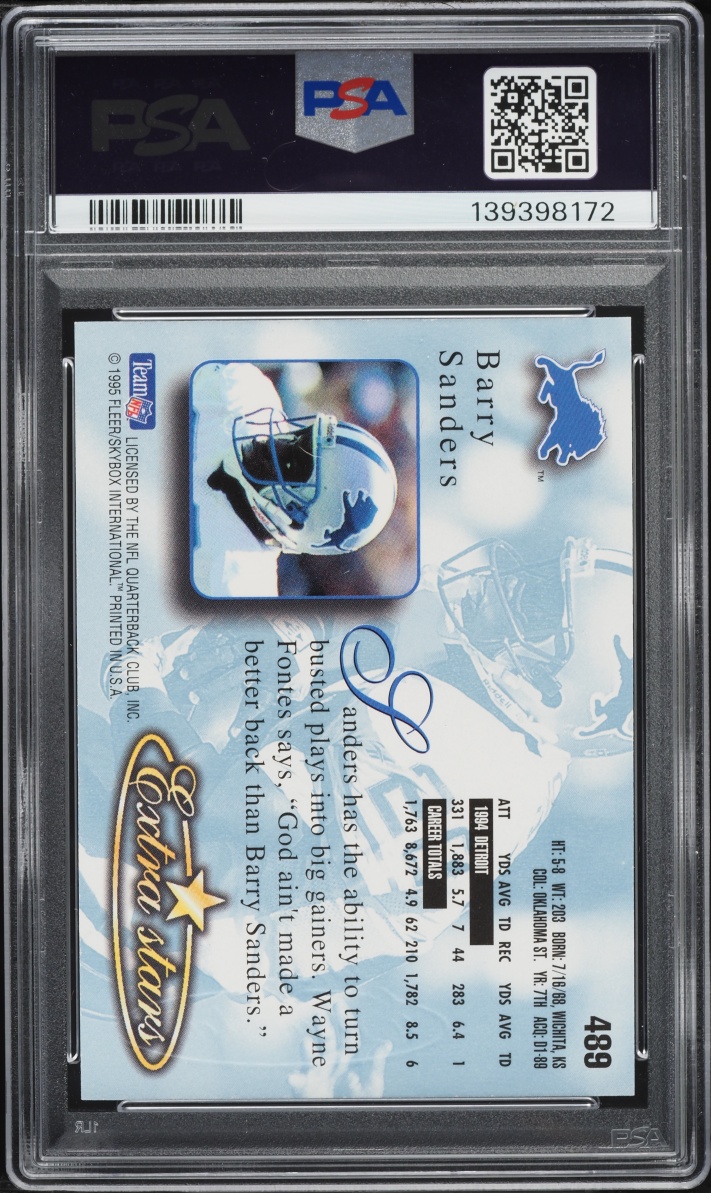 1995 Ultra Gold Medallion Barry Sanders #489 PSA 10 GEM MINT