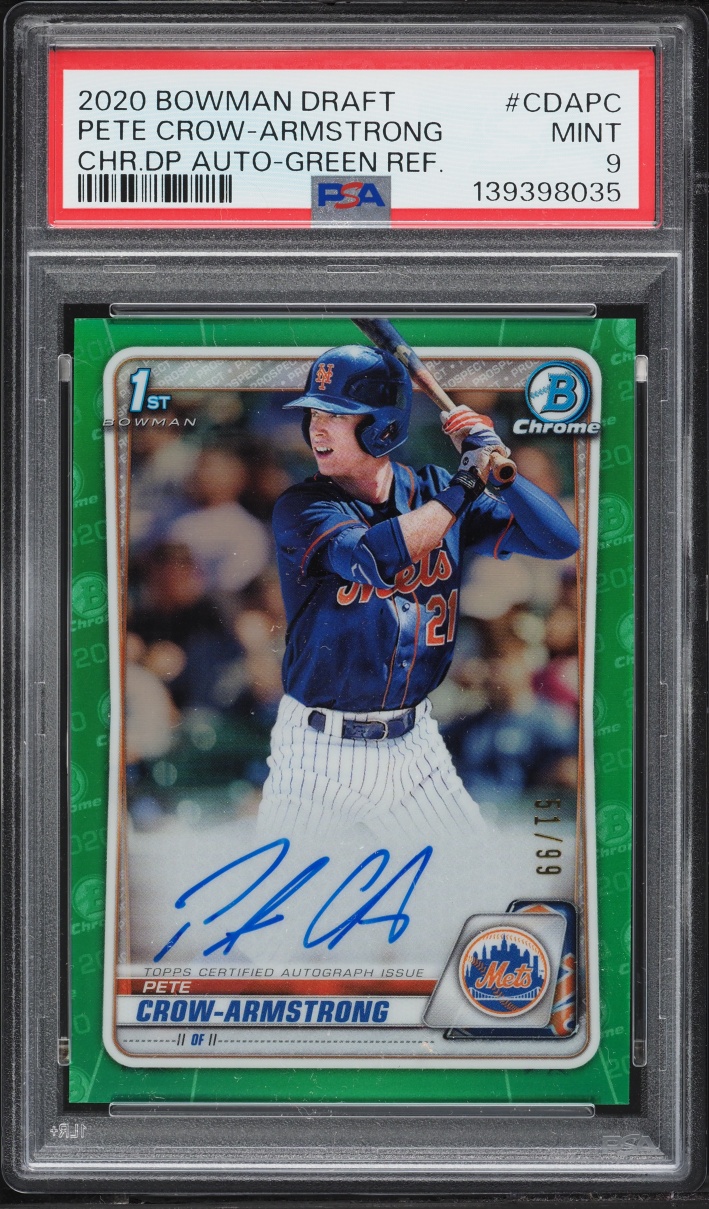 2020 Bowman Chrome Draft Green Refractor Pete Crow-Armstrong PROSPECT AUTO /99 #CDA-PC PSA 9