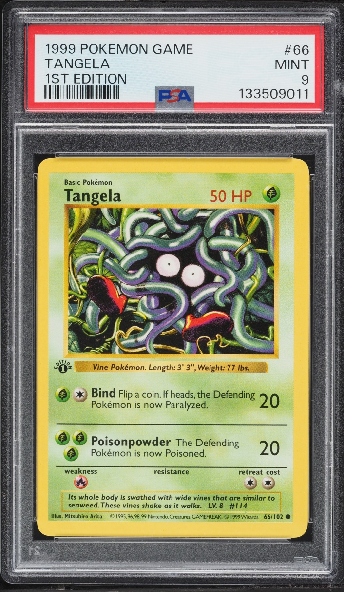 1999 Pokemon Base Set Shadowless 1st Edition Tangela #66 PSA 9 MINT