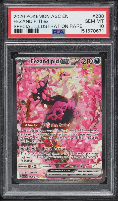 2026 Pokemon Mega Evolution Ascended Heroes SIR Fezandipiti ex #288 PSA 10 GEM MINT