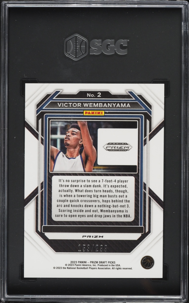 2023 Panini Prizm Draft Picks Red Victor Wembanyama ROOKIE /299 #2 SGC 9.5 MINT+