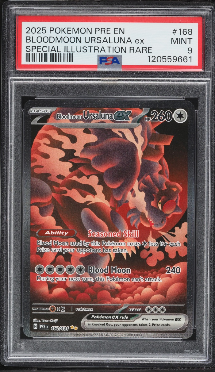 2025 Pokemon Scarlet & Violet Prismatic Evolutions SIR Bloodmoon Ursaluna ex #168 PSA 9 MINT