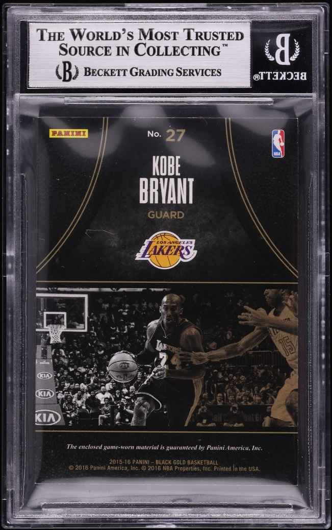 2015 Panini Black Gold Massive Materials Kobe Bryant /199 #27 BGS 9 MINT