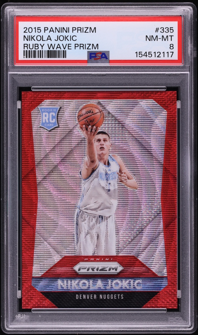 2015 Panini Prizm Ruby Wave Nikola Jokic ROOKIE /350 #335 PSA 8 NM-MT