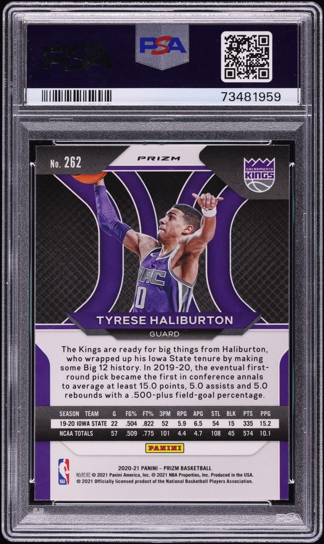 2020 Panini Prizm Silver Tyrese Haliburton ROOKIE #262 PSA 10 GEM MINT