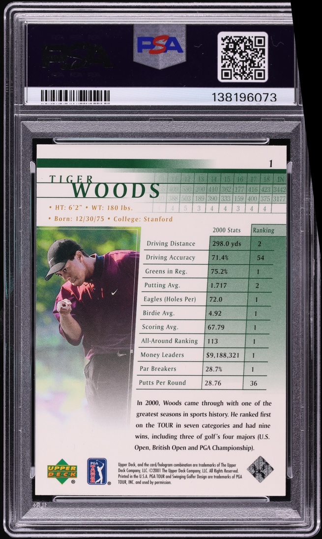 2001 Upper Deck Golf Tiger Woods ROOKIE #1 PSA 10 GEM MINT