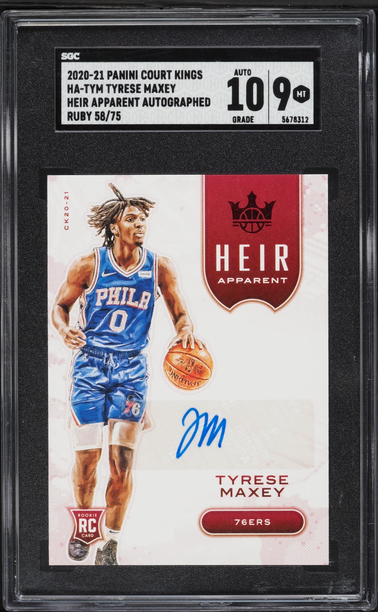 2020 Panini Court Kings Heir Apparent Ruby Tyrese Maxey ROOKIE AUTO /75 #HA-TYM SGC 9 MINT