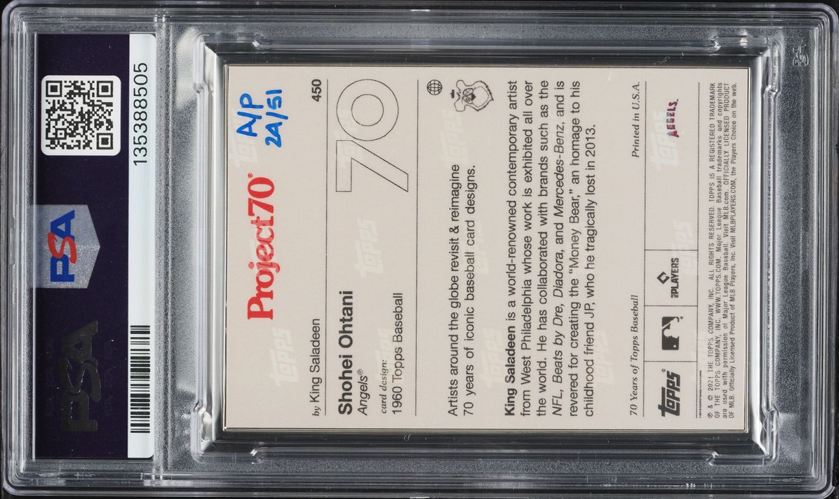 2021 Topps Project 70 Silver Frame Artist Proof Shohei Ohtani /51 #450 PSA 9 MINT