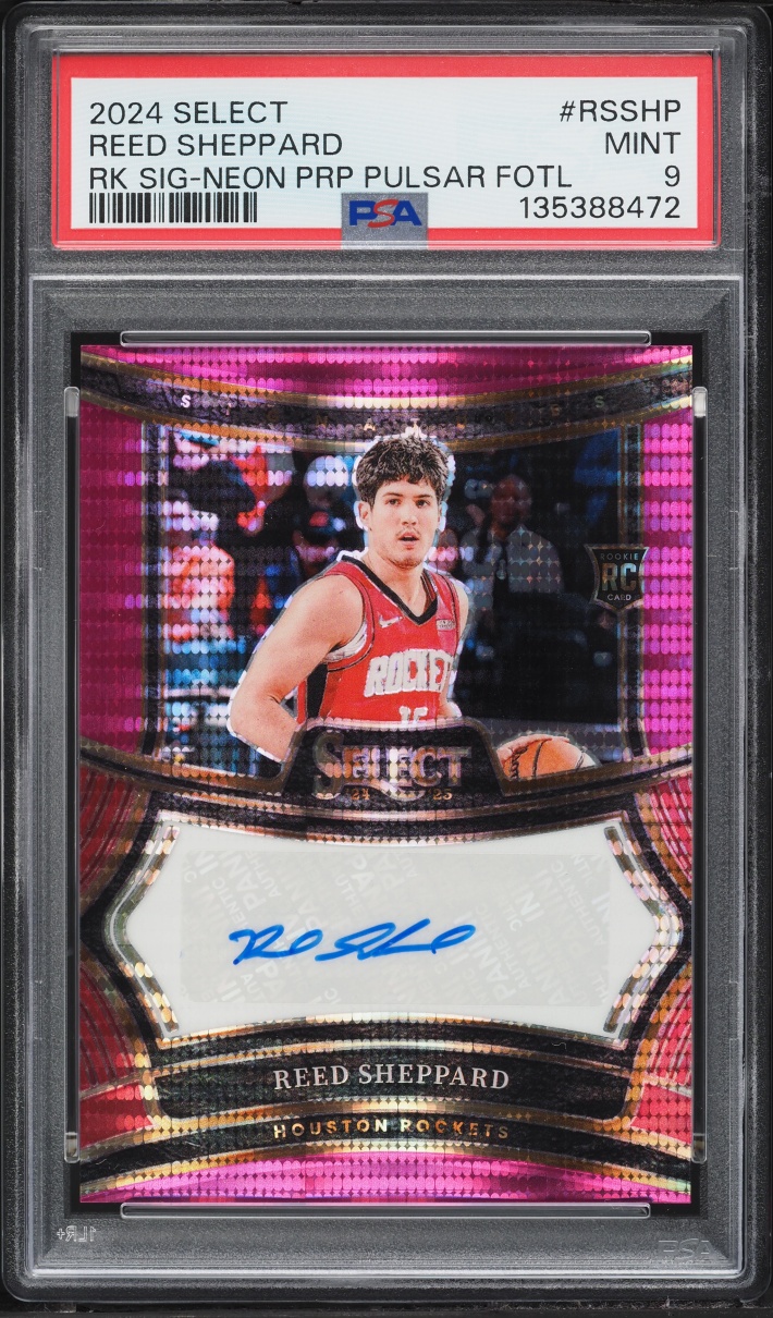 2024 Select Neon Purple Pulsar FOTL Prizm Reed Sheppard ROOKIE AUTO /15 #RS-SHP PSA 9 MINT