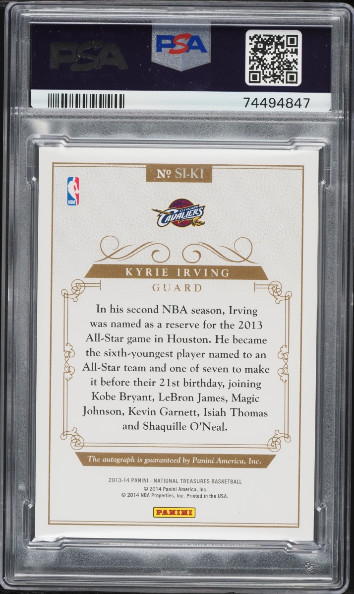 2013 National Treasures Kyrie Irving AUTO /49 #SI-KI PSA 8 NM-MT