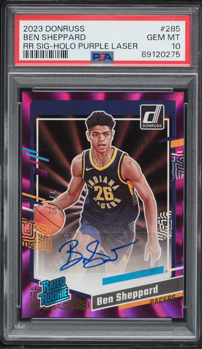 2023 Donruss Holo Purple Laser Ben Sheppard ROOKIE AUTO /30 #285 PSA 10 GEM MINT