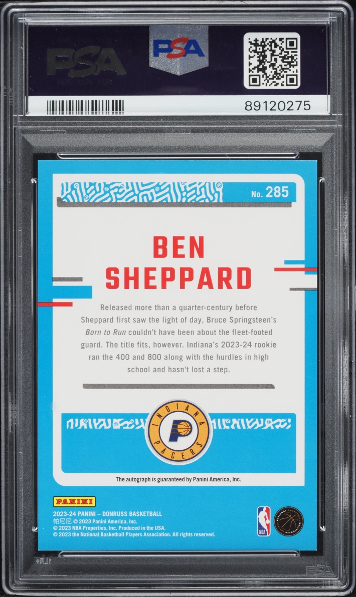 2023 Donruss Holo Purple Laser Ben Sheppard ROOKIE AUTO /30 #285 PSA 10 GEM MINT