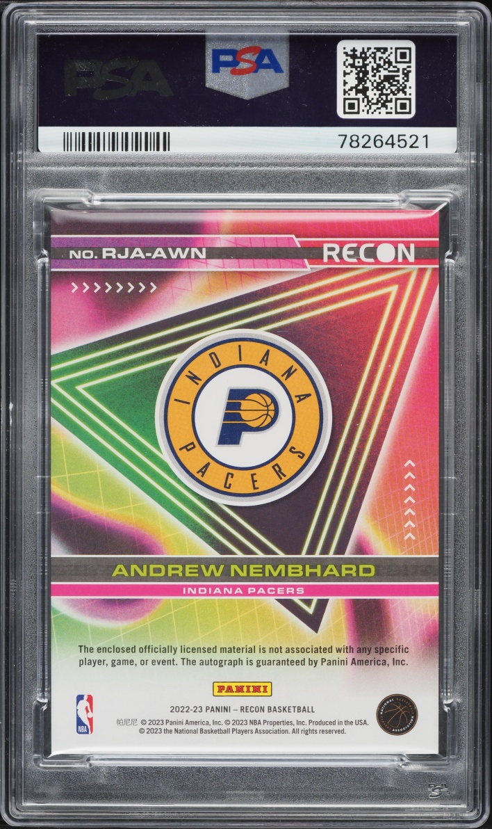 2022 Panini Recon Gold Andrew Nembhard ROOKIE PATCH AUTO /10 #RJA-AWN PSA 9 MINT