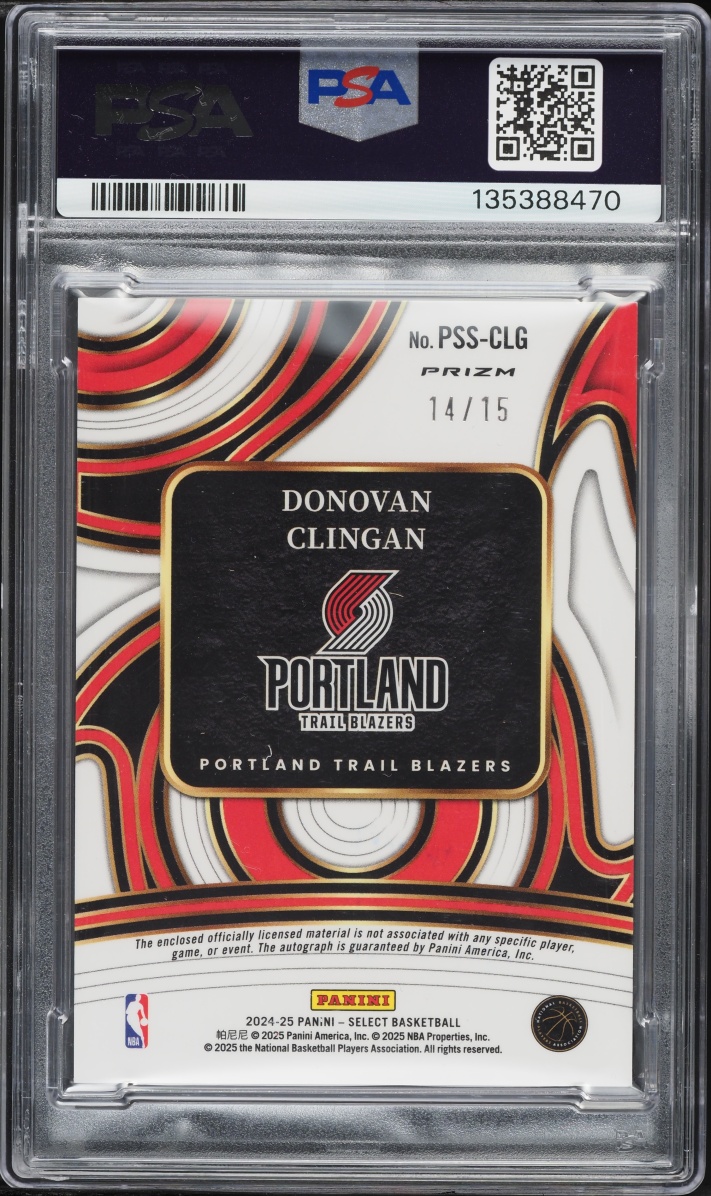 2024 Select Prime Selections Purple Pulsar FOTL Prizm Donovan Clingan RC PATCH AUTO /15 PSA 9