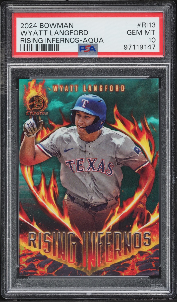 2024 Bowman Chrome Rising Infernos Aqua Wyatt Langford ROOKIE /125 #RI-13 PSA 10 GEM MINT