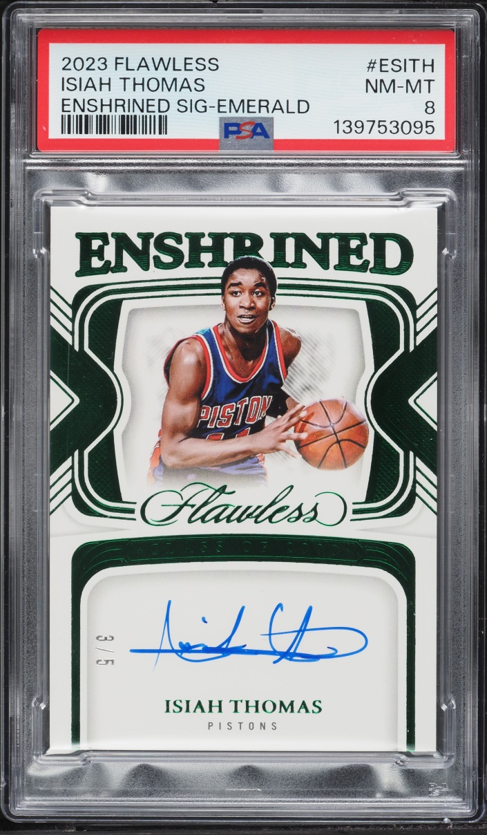 2023 Panini Flawless Enshrined Emerald Isiah Thomas AUTO /5 #ESITH PSA 8 NM-MT