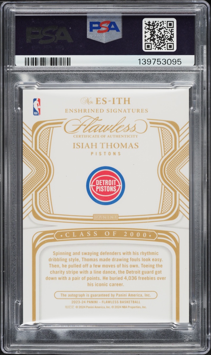 2023 Panini Flawless Enshrined Emerald Isiah Thomas AUTO /5 #ESITH PSA 8 NM-MT