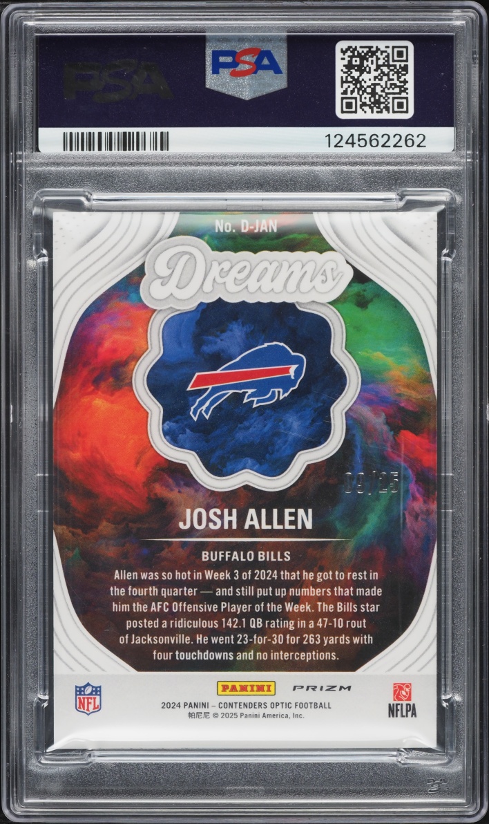 2024 Panini Contenders Optic Dreams Black Scope Josh Allen /25 #DJAN PSA 9 MINT