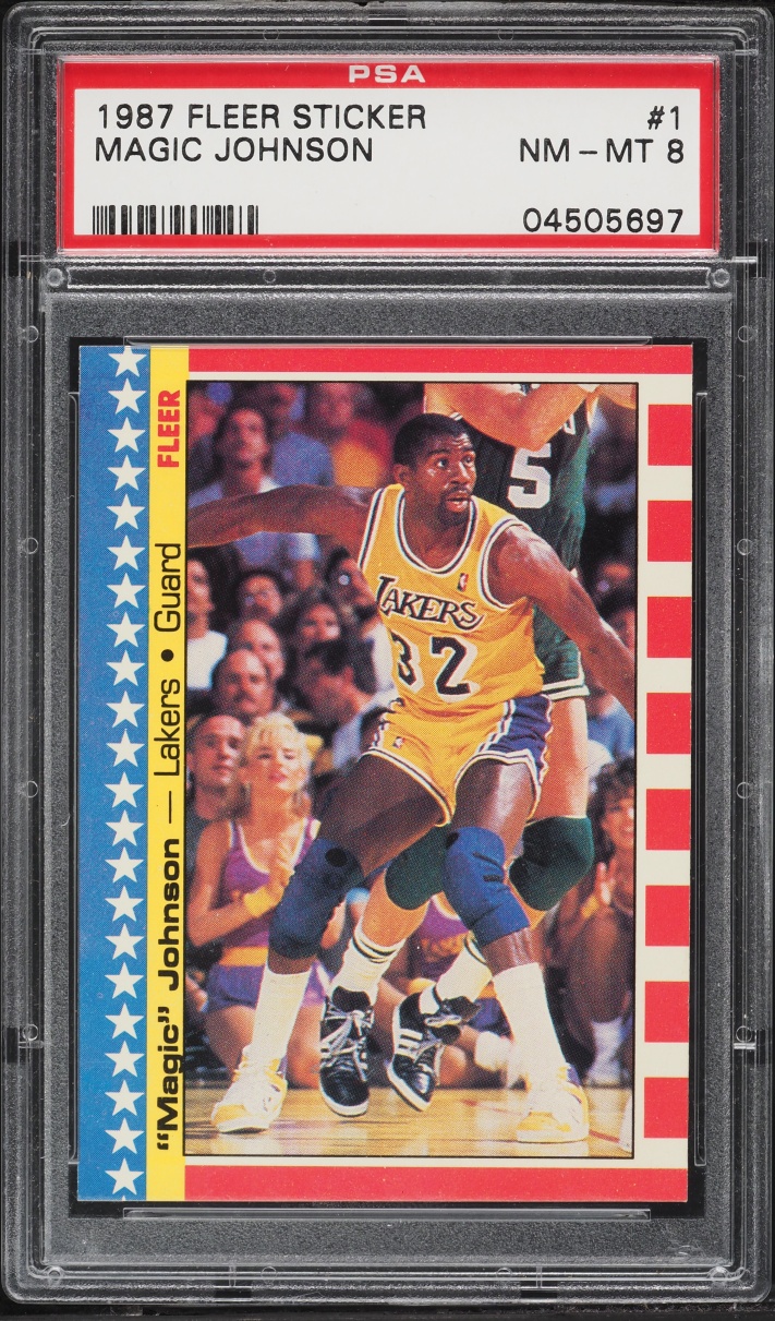 1987 Fleer Sticker Magic Johnson #1 PSA 8 NM-MT