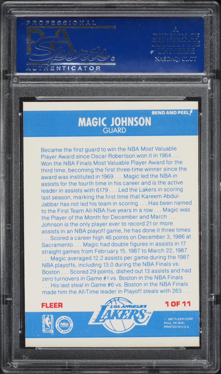 1987 Fleer Sticker Magic Johnson #1 PSA 8 NM-MT