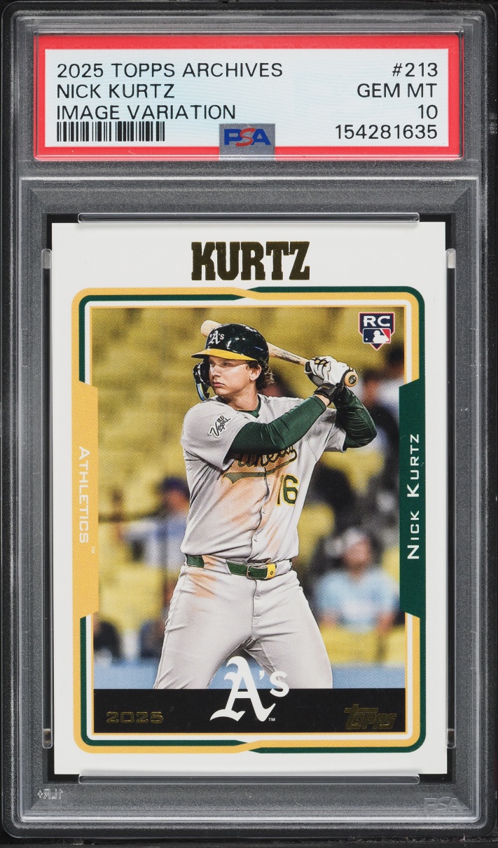 2025 Topps Archives Image Variation Nick Kurtz ROOKIE #213 PSA 10 GEM MINT