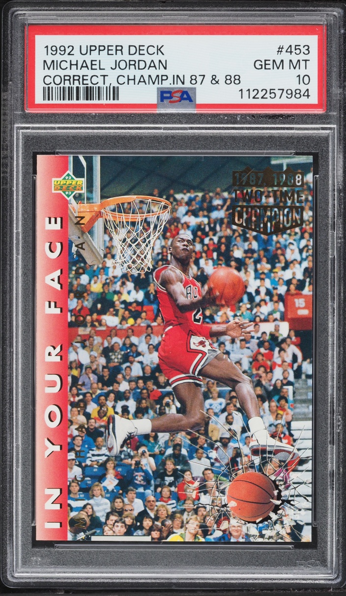 1992 Upper Deck Correct Champions In '87 & '88 Michael Jordan #453 PSA 10 GEM MINT