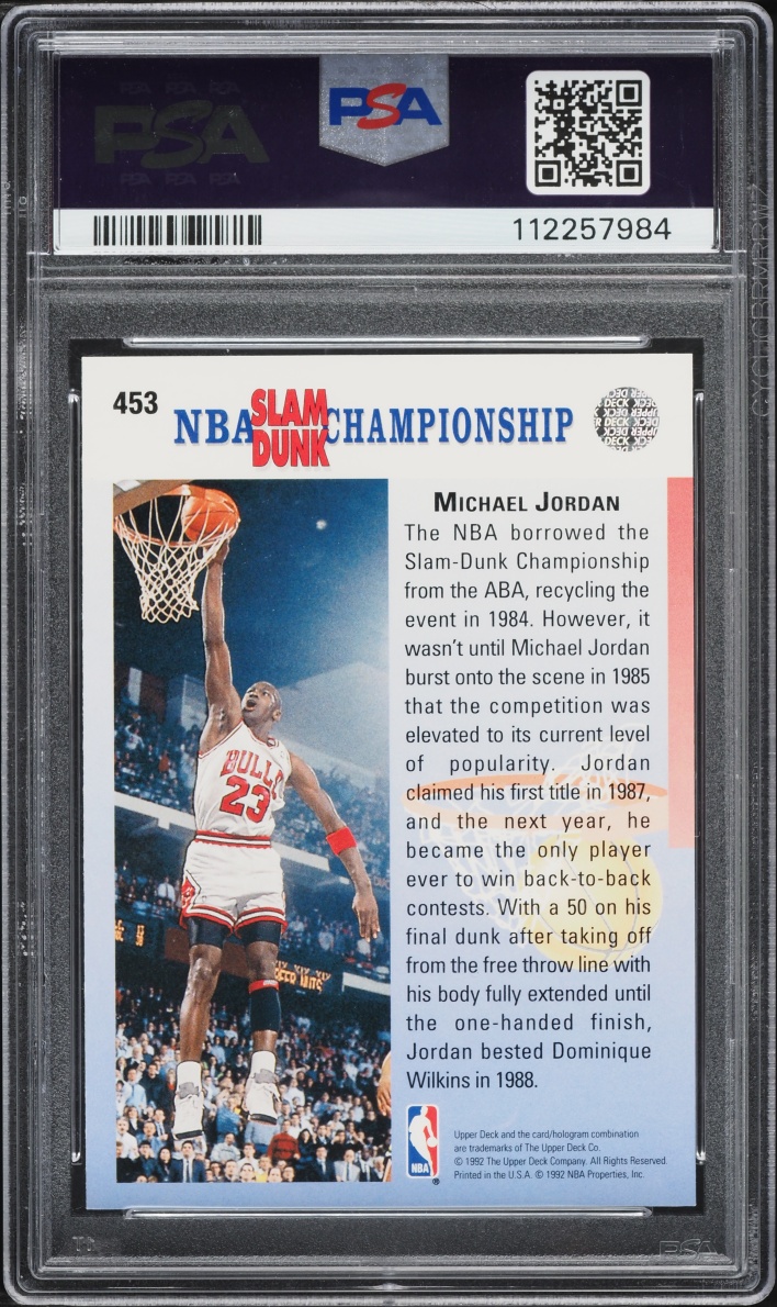 1992 Upper Deck Correct Champions In '87 & '88 Michael Jordan #453 PSA 10 GEM MINT